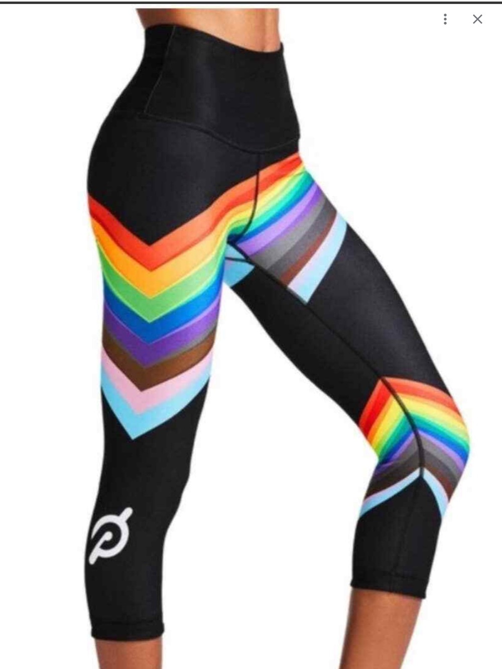 Peloton X WAIT Pride small REVERSIBLE High-Waist Rainbow Chevron Capri Leggings